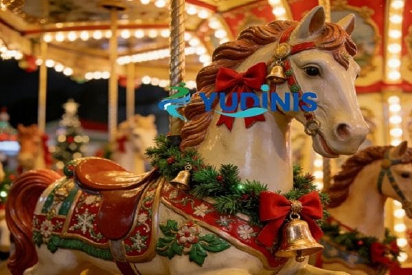 Christmas Theme Carousel Ride Installed for a Shopping Mall Holiday Event
